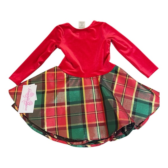 Bonnie Jean Red Green Gold Velvet Plaid Holiday Christmas 2T Dress NWT - Picture 2 of 6